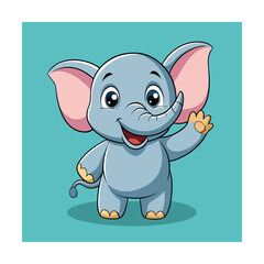 Baby Elephant Waving Cartoon Vector Image Illustration