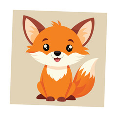 Baby Fox Smiling Vector Image Illustration