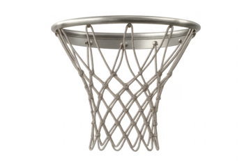 Basketball hoop with net hanging on transparent background