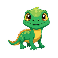 Baby Lizard Cartoon Isolated on White Background Illustration