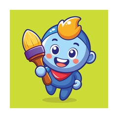 Baby Paintbrush Cartoon Vector Image Illustration