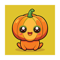 Baby Pumpkin Cartoon Adorable Vector Illustration