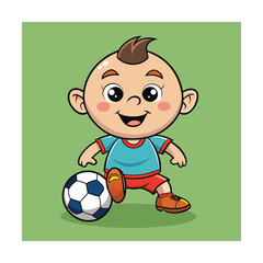 Baby Soccer Ball Cartoon Fun Vector Illustration