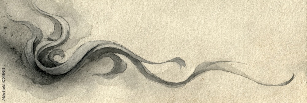 Poster abstract swirls in monochrome hues creating a graceful flow on textured paper background