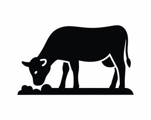cow grazing silhouette vector isolated on white background