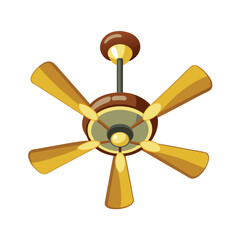 Obraz premium Cartoon Ceiling Fan Isolated on White Background Vector Illustration