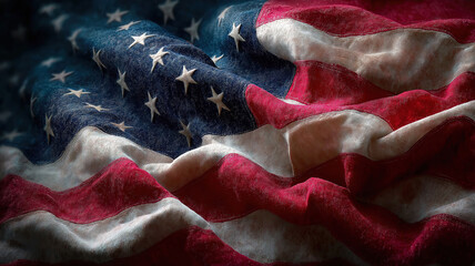 Happy Fourth of July scene with the American flag and blank space for patriotic holiday text