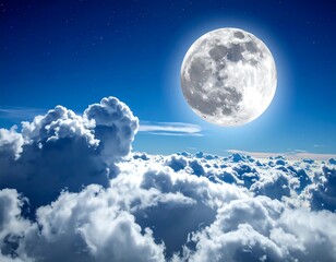 Full moon over clouds at night
