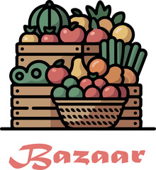 Shopping bazaar logo icon vector white background .