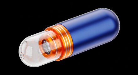 Sleek Blue & Orange Endoscopy Capsule Pill Camera for Advanced Medical Diagnostics