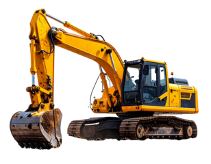 Yellow Excavator on Construction Site PNG