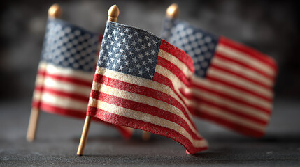 Patriotic Veterans Day image showing US flags and veterans against a dark chalkboard setting