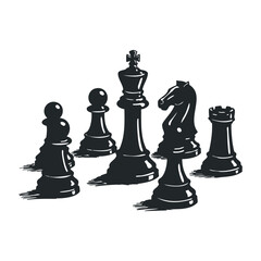 Strategic chess match game arena digital art competitive environment view mind game strategy. Vector illustration