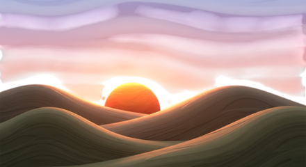 Vibrant sunset over rolling hills serene evening landscape