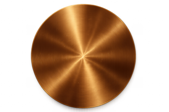 Brushed Circular Copper Plate on Transparent Background