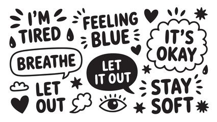 Motivational Phrases: Hand-Drawn Typography for Wellness & Self-Care