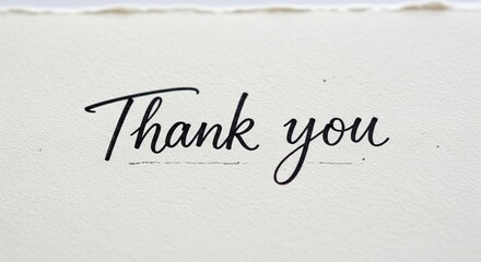 The words 'Thank you' written in an elegant black cursive script on a textured, light-colored sandy background.