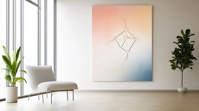 Chemistry wall art minimal molecular structures in soft color palette no text science decor - Powered by Adobe
