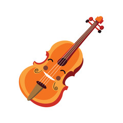 Fototapeta premium Cute Violin Cartoon Isolated on White Background