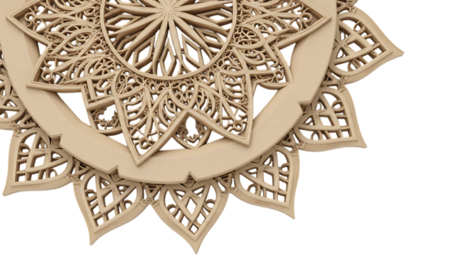 Intricate golden mandala design with delicate filigree patterns