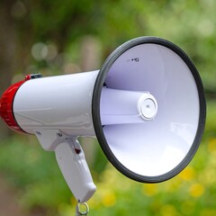 White megaphone outdoors