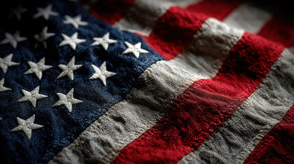 American flag displayed on dark concrete background with free space for text or design elements