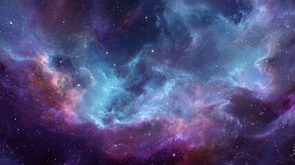 Colorful cosmic galaxy nebula cloud with shining stars in outer space night sky, vibrant astronomy universe background, starlit cosmos with supernova energy for celestial wallpaper design