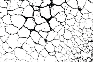 Ground cracks isolated on transparent background. abstract black and white marble surface, broken concrete background, vector illustration, rough surface texture, vintage style.
