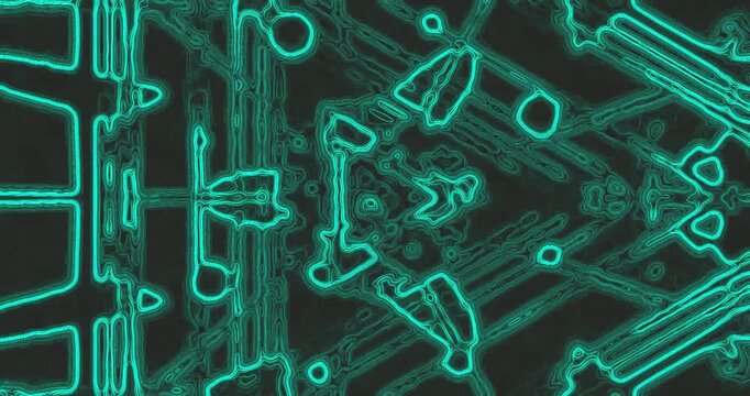 AI-generated abstract glowing neon lines creating a futuristic, symmetrical digital artwork scene