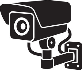 Surveillance Camera Silhouette Bold Vector Symbol of Security Monitoring
