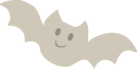 cute cartoon bat ghost with wide wings, a smiling face, and soft beige coloring, giving it a friendly Halloween vibe.