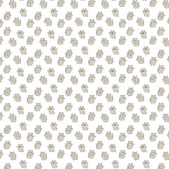 a seamless pattern featuring cute ghost cats in various playful poses on a white background, creating a whimsical and spooky Halloween-themed design.
