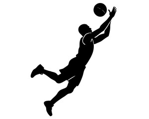 Basketball dunk silhouette vector  isolated on white background