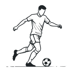 Dynamic soccer kick by player on field action shot outdoor sports environment engaging perspective. Vector illustration