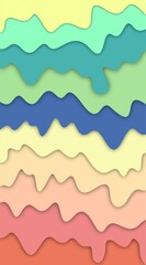 Abstract layered paper art with wavy shapes and pastel colors
