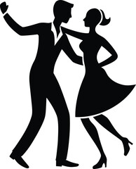 Dance Pose Couple silhouette vector art illustration
