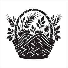 harvest baskets vector silhouette outline logo design concept illustration