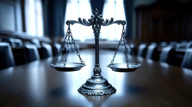 Scales of justice symbol of law and courtroom