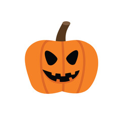 Spooky Jack-o' Lantern Carved Pumpkin for Halloween. Pumpkin emoticon. Spooky pumpkin. Happy Halloween.