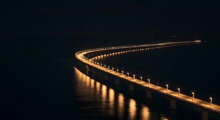 Fototapeta premium A glowing bridge made of light across ocean, symbol of hope.