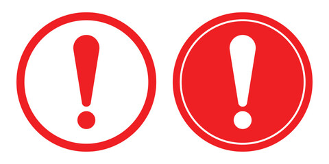 Red exclamation mark icons for warning and alert messages simple symbols
