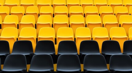 Fototapeta premium Empty black and yellow stadium seats