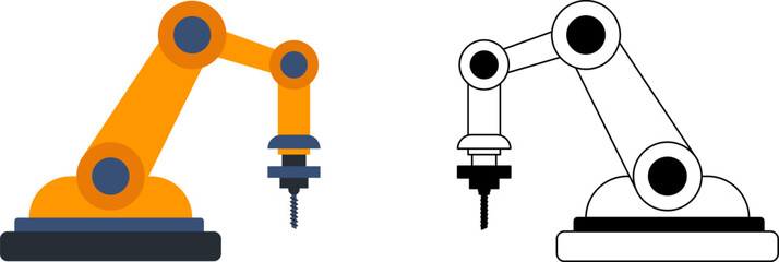 Robotic arm or mechanical arm icon . industrial robot vector icon . robotic arm sign . universal . Thin line robot arm vector illustration . Mechanical robot arm machine icon