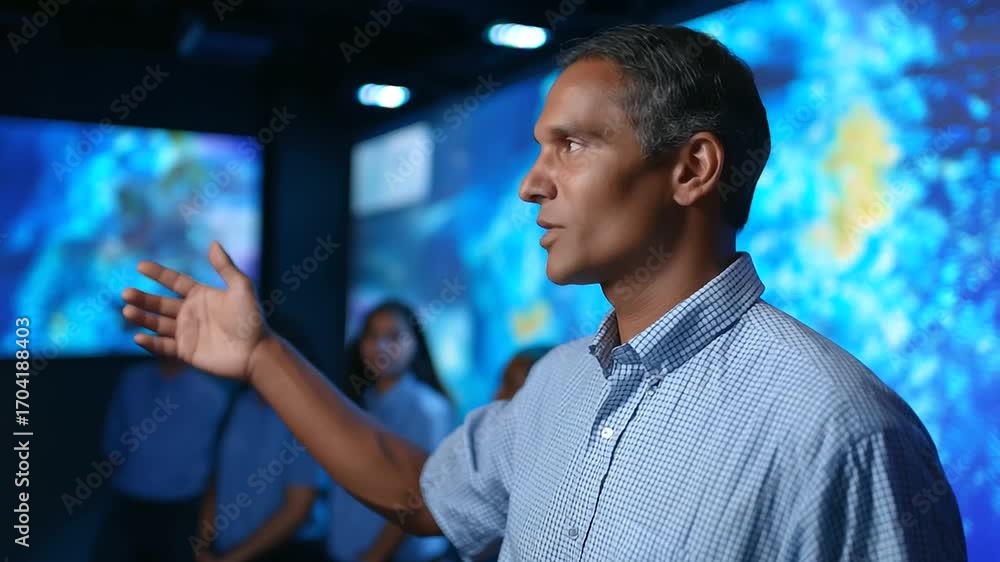 Poster environmental science educator teaching climate modeling through immersive data visualization with s