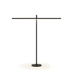 Simple black metal garment rack with a circular base and horizontal bar