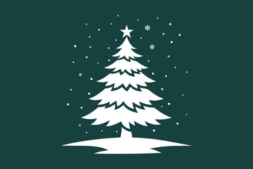 Christmas tree on green background