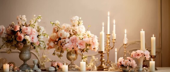 Elegant floral arrangements and soft candlelight create a serene atmosphere for any occasion
