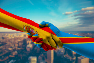 Shaking hands Spain and Congo-