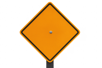Blank orange road sign with transparent background is waiting for customization