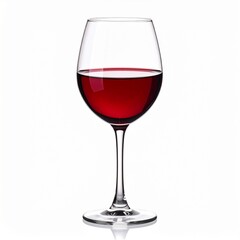 Glass of Red Wine with Rich Color and Elegant Shape Isolated on White Background for Beverage Object, Alcohol Drink and Luxury Concept